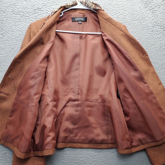 Kaspar 2 Piece Suit With Scarf Womens 14 Multi Lined Single Breasted Notch Lapel - Picture 10 of 16